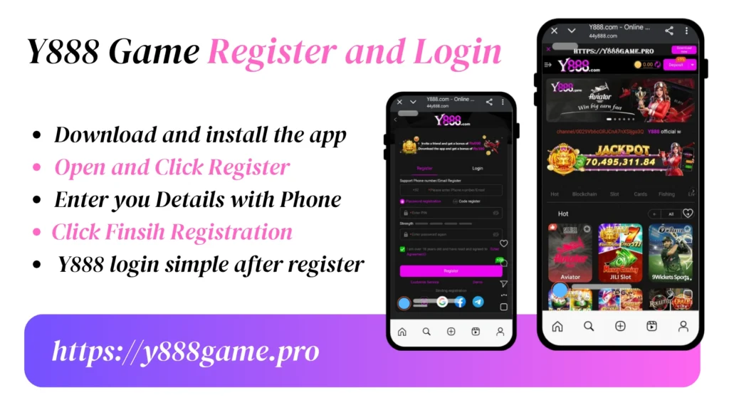 Y888 Game Register and login